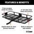 18152 by CURT MANUFACTURING - 60in. x 24in. Black Steel Basket Cargo Carrier (Fixed 2in. Shank; 500 lbs.)