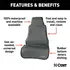 18500 by CURT MANUFACTURING - Seat Defender 58in. x 23in. Removable Waterproof Grey Bucket Seat Cover