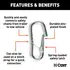 81288 by CURT MANUFACTURING - CURT 81288 Snap Hook Trailer Safety Chain Hook Carabiner Clip; 9/16-Inch Diameter; 5;000 lbs
