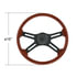 88186 by UNITED PACIFIC - Steering Wheel - 18" Matte Black, 4 Spoke, with Horn Bezel and Wood Grain Button