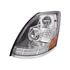 35893 by UNITED PACIFIC - Headlight - L/H, Chrome, LED, with ABS Rear Housing, with Dual Color LED Light Bars
