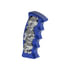 70814B by UNITED PACIFIC - Gearshift Knob - Aluminum, Thread-On, Pistol Grip, Indigo Blue, with Chrome Skulls