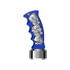 70835 by UNITED PACIFIC - Gearshift Knob - Aluminum, Thread-On, Pistol Grip, with Chrome 9/10 Speed Adapter, Indigo Blue, with Chrome Skulls