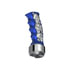 70835 by UNITED PACIFIC - Gearshift Knob - Aluminum, Thread-On, Pistol Grip, with Chrome 9/10 Speed Adapter, Indigo Blue, with Chrome Skulls