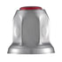 10039 by UNITED PACIFIC - Wheel Lug Nut Cover - 33mm x 2" Chrome, Steel Reflector, with Flange, Red