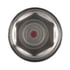 10039 by UNITED PACIFIC - Wheel Lug Nut Cover - 33mm x 2" Chrome, Steel Reflector, with Flange, Red