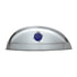10445 by UNITED PACIFIC - Headlight Visor - 7", Stainless Steel, with Blue Glass Dot