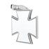 M1006 by UNITED PACIFIC - Door Mirror - Chrome Iron, "Maltese" Cross Style, with Curved Mounting Arm