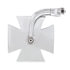 M1006 by UNITED PACIFIC - Door Mirror - Chrome Iron, "Maltese" Cross Style, with Curved Mounting Arm