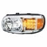 35800 by UNITED PACIFIC - Headlight Assembly - Driver Side, Chrome, Led, with Turn Signal and Position Light Bar, for 2008+ Peterbilt 388/389