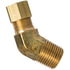 74-4A by TECTRAN - Compression Fitting - Brass, 1/4 in. Tube, 1/8 in. Thread, 45 deg. Elbow