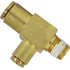 PL13736AB by TECTRAN - Air Brake Air Line Thread Run Tee - Brass, 3/8 in. Tube, 1/4 in. Thread, Non-Swivel, Male