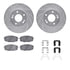 7512-03074 by DYNAMIC FRICTION COMPANY - Rotors-Drilled & Slotted-Silver w/ 5000 Advanced Brake Pads Incl Hdw