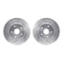 7512-13035 by DYNAMIC FRICTION COMPANY - Rotors-Drilled & Slotted-Silver w/ 5000 Advanced Brake Pads Incl Hdw