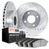 7502-54012 by DYNAMIC FRICTION COMPANY - Brake Rotor - Drilled & Slotted - Silver with 5000 Brake Pads - Ceramic