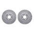 7612-11018 by DYNAMIC FRICTION COMPANY - Rotors-Drilled & Slotted-Silver w/ 5000 Euro Ceramic Brake Pads Incl Hdw