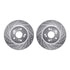 7512-59085 by DYNAMIC FRICTION COMPANY - Brake Rotor - Dimpled & Slotted - Silver w/5000 Brake Pads & HW Kit