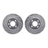 7612-74006 by DYNAMIC FRICTION COMPANY - Rotors-Drilled & Slotted-Silver w/ 5000 Euro Ceramic Brake Pads Incl Hdw