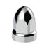 10049 by UNITED PACIFIC - Wheel Lug Nut Cover Set - 33mm x 2 3/4", Chrome, Plastic, Bullet, with Flange, Push-On Style