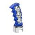 70844 by UNITED PACIFIC - Gearshift Knob - Blue and Chrome, Skulls Pistol Grip, 13/15/18 Speed Shifter