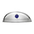 10445 by UNITED PACIFIC - Headlight Visor - 7", Stainless Steel, with Blue Glass Dot