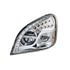 35790 by UNITED PACIFIC - Headlight Assembly - High Power, LED, LH, Chrome Housing, High/Low Beam, with LED Turn Signal, Position Light Bar and Daytime Running Light