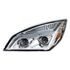 35819 by UNITED PACIFIC - Projection Headlight Assembly - LH, LED, Chrome Housing, High/Low Beam, with LED Signal Light and White LED Position Light