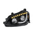 35891 by UNITED PACIFIC - Headlight - Left Side, High Power 45 LED, Blackout, with Sequential and Turn Signal Light