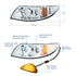 35989 by UNITED PACIFIC - Headlight - Left Side, LED, Projector, Chrome Housing, with Rear Facing Turn Signal Light