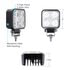 36703 by UNITED PACIFIC - Work Light - 12-24VDC, 3 x 3" Square, 4 High-Power LED, 1900 Lumens