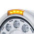 31572 by UNITED PACIFIC - Headlight - 1 High Power, LED, Half-Moon, RH/LH, 7 in. Round, Polished Housing, with Dual Function 4 Amber LED Signal Light with Amber Lens