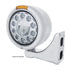 31572 by UNITED PACIFIC - Headlight - 1 High Power, LED, Half-Moon, RH/LH, 7 in. Round, Polished Housing, with Dual Function 4 Amber LED Signal Light with Amber Lens