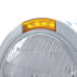 31704 by UNITED PACIFIC - Headlight - Half-Moon, RH/LH, 7", Round, Polished Housing, 6014 Bulb, with Bullet Style Bezel, with 4 Amber LED Signal Light, with Amber Lens