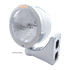 31705 by UNITED PACIFIC - Headlight - Half-Moon, RH/LH, 7", Round, Polished Housing, 6014 Bulb, with Bullet Style Bezel, with 4 Amber LED Signal Light, with Clear Lens