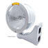 31704 by UNITED PACIFIC - Headlight - Half-Moon, RH/LH, 7", Round, Polished Housing, 6014 Bulb, with Bullet Style Bezel, with 4 Amber LED Signal Light, with Amber Lens