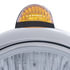 32416 by UNITED PACIFIC - Guide Headlight - 682-C Style, RH/LH, 7", Round, Powdercoated Black Housing, Crystal H4 Bulb, with Top Mount, 5 LED Dual Mode Signal Light, Amber Lens