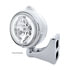 32439 by UNITED PACIFIC - Guide Headlight - 682-C Style, RH/LH, 7", Round, Chrome Housing, H4 Bulb, with 34 Bright White LED Position Light and Top Mount, 5 LED Dual Mode Signal Light, Clear Lens