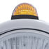 32442 by UNITED PACIFIC - Guide Headlight - 682-C Style, RH/LH, 7", Round, Powdercoated Black Housing, H4 Bulb, with 34 Bright White LED Position Light and Top Mount, 5 LED Dual Mode Signal Light, Amber Lens