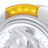 32460 by UNITED PACIFIC - Headlight - Half-Moon, RH/LH, 7", Round, Polished Housing, H4 Bulb, with 34 Bright White LED Position Light and 4 Amber LED Signal Light, Amber Lens