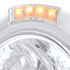 32477 by UNITED PACIFIC - Headlight - RH/LH, 7", Round, Polished Housing, H4 Bulb, with 34 Bright White LED Position Light and 4 Amber LED Signal Light, Clear Lens