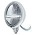 32799 by UNITED PACIFIC - Headlight - Chrome, Steel, 5-3/4" Round, for Motorcycle, 9 LED Bulb with White LED Light Bar, Bottom Mount, LH or RH
