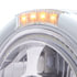 32814 by UNITED PACIFIC - Projection Headlight - Half-Moon, RH/LH, 7", Round, Polished Housing, with Bullet Style Bezel, with 4 Amber LED Signal Light, Clear Lens