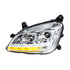 35779 by UNITED PACIFIC - Projection Headlight Assembly - LH, Chrome Housing, High/Low Beam, H7 Bulb, with LED Signal (Sequential) and LED Position Light