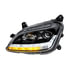 35781 by UNITED PACIFIC - Projection Headlight Assembly - LH, Black Housing, High/Low Beam, H7 Bulb, with LED Signal (Sequential) and LED Position Light