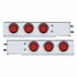 22252 by UNITED PACIFIC - Light Bar - Stainless Steel, Spring Loaded Rear, wth 6X 4" LED Mirage Lights, Red Lens, with 2-1/2" Bolt Pattern, with Chrome Bezels and Visors, 24 LED per Light