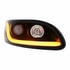 31240 by UNITED PACIFIC - Projection Headlight Assembly - RH, Black Housing, High/Low Beam, H7/H1/3157 Bulb, with Signal Light and Amber LED Dual Mode Light Bar