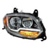 35758 by UNITED PACIFIC - Headlight Assembly - LED, RH, Chrome Housing, High/Low Beam, with Amber LED Signal Light, White LED Position Light and Amber LED Side Marker