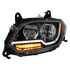 35759 by UNITED PACIFIC - Headlight Assembly - LH, LED, Black Housing, High/Low Beam, with Amber LED Signal Light, White LED Position Light and Amber LED Side Marker