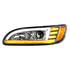 35765 by UNITED PACIFIC - Projection Headlight Assembly - LH, Chrome Housing, High/Low Beam, H7 Quartz Bulb, with 24 LED Signal (Sequential), 18 LED DRL/Position Light and Side Marker