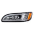 35765 by UNITED PACIFIC - Projection Headlight Assembly - LH, Chrome Housing, High/Low Beam, H7 Quartz Bulb, with 24 LED Signal (Sequential), 18 LED DRL/Position Light and Side Marker